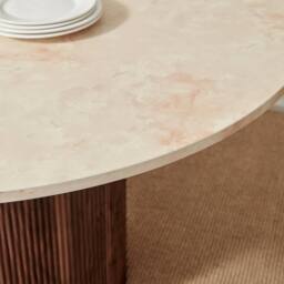FurnitureboxUK Penrose Round Walnut & Marble Effect Slatted 4-6 Seater Dining Table - thumbnail 5
