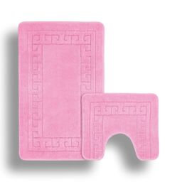 Velosso Greek Key Bathmat Set - Antislip in Pink - thumbnail 2