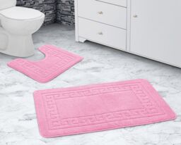 Velosso Greek Key Bathmat Set - Antislip in Pink - thumbnail 3