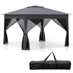 Gymax 3.3m X 3.3m Pop up Gazebo 3 Height Adjustable Pavilion Canopy Tent in Dark Grey - thumbnail 2
