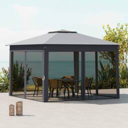 Gymax 3.3m X 3.3m Pop up Gazebo 3 Height Adjustable Pavilion Canopy Tent in Dark Grey - thumbnail 9