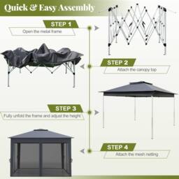 Gymax 3.3m X 3.3m Pop up Gazebo 3 Height Adjustable Pavilion Canopy Tent in Dark Grey - thumbnail 5