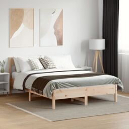 Berkfield Home Bed Frame without Mattress 160x200 cm Solid Wood Pine in Brown - thumbnail 3