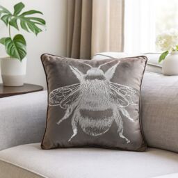 Voltico Foil Printed Bee Filled Cushion 43 × 43 cm - Chocolate / Pink in Charcoal - Size: 43 cm x 43 cm