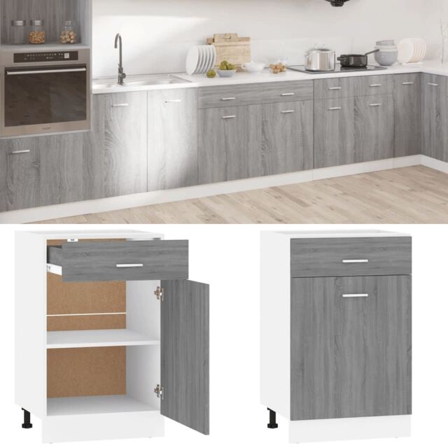 Berkfield Home Drawer Bottom Cabinet Grey Sonoma 50x46x81, 5 cm Engineered Wood - image 1