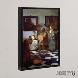 "Artery8 Vermeer The Concert Music Painting Framed Canvas Wall Art Print - Size: W12"" x H16""" - thumbnail 2