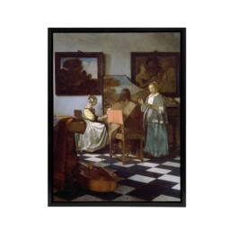 "Artery8 Vermeer The Concert Music Painting Framed Canvas Wall Art Print - Size: W12"" x H16""" - thumbnail 1