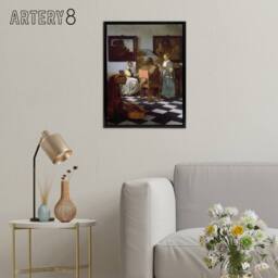 "Artery8 Vermeer The Concert Music Painting Framed Canvas Wall Art Print - Size: W12"" x H16""" - thumbnail 3