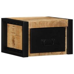 Berkfield Home Bedside Cabinet 40x35x25 cm Solid Rough Wood Mango in Brown - Size: 40 x 35 x 25 cm - thumbnail 1