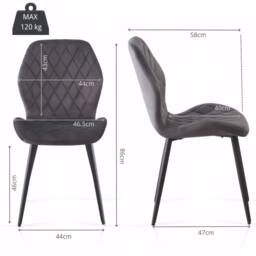 SONARA Modern Velvet Dining Chairs Set of 2 with Ergonomic Curved Backrest in Grey - thumbnail 3