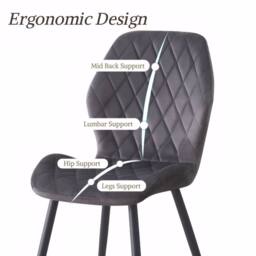 SONARA Modern Velvet Dining Chairs Set of 2 with Ergonomic Curved Backrest in Grey - thumbnail 5
