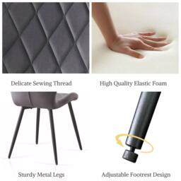 SONARA Modern Velvet Dining Chairs Set of 2 with Ergonomic Curved Backrest in Grey - thumbnail 4