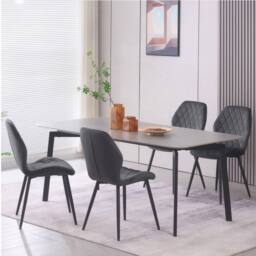 SONARA Modern Velvet Dining Chairs Set of 2 with Ergonomic Curved Backrest in Grey - thumbnail 2
