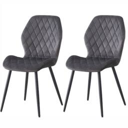 SONARA Modern Velvet Dining Chairs Set of 2 with Ergonomic Curved Backrest in Grey - thumbnail 1