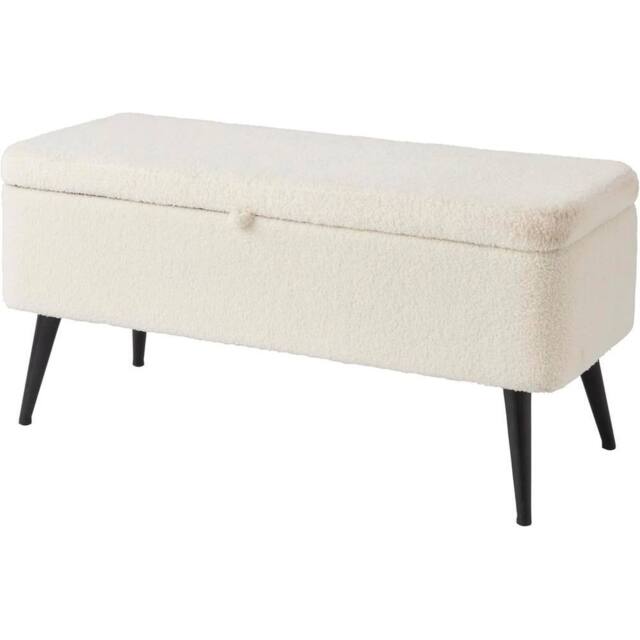 FORGEVIO Large Storage Ottoman Bench Window Seat Boucle fabric in Cream - image 1