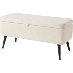 FORGEVIO Large Storage Ottoman Bench Window Seat Boucle fabric in Cream - thumbnail 1