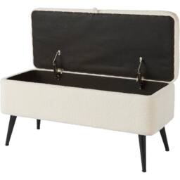 FORGEVIO Large Storage Ottoman Bench Window Seat Boucle fabric in Cream - thumbnail 3
