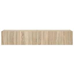 Berkfield Home TV Wall Cabinets with LED Lights 2 pcs Sonoma Oak 80x35x31 cm in Light Oak - Size: 80 x 35 x 31 cm - thumbnail 9
