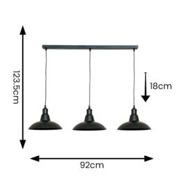ValueLights Civic Matte Black 3 Drop Bar Matte Black Diner Ceiling Pendant Light with Bulbs - thumbnail 4