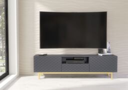Creative Furniture Diamond Luxe TV Unit 180cm - Luxury Cabinet with Push to Open Storage in Dark Grey - thumbnail 6