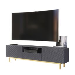 Creative Furniture Diamond Luxe TV Unit 180cm - Luxury Cabinet with Push to Open Storage in Dark Grey - thumbnail 4
