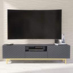 Creative Furniture Diamond Luxe TV Unit 180cm - Luxury Cabinet with Push to Open Storage in Dark Grey - thumbnail 1
