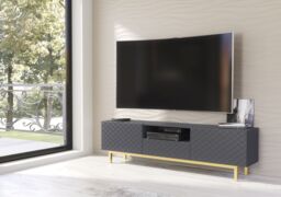 Creative Furniture Diamond Luxe TV Unit 180cm - Luxury Cabinet with Push to Open Storage in Dark Grey - thumbnail 7