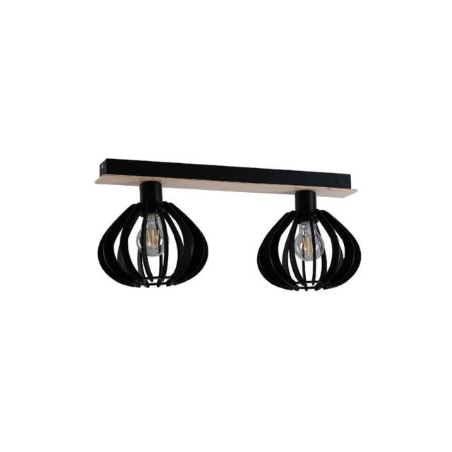 Netlighting Nicoleta Twin Ceiling Spotlight Black & Natural 52cm 2x E27