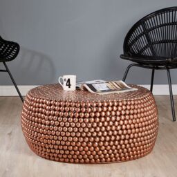 Orsina Templar Beaded Iron Copper Coffee Table in Gold