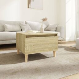 Berkfield Home Side Table Sonoma Oak 50x46x35 cm Engineered Wood in Brown - Size: 50 x 46 x 35 cm - thumbnail 1