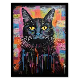 Artery8 Wall Art Print Therapy Cat Therapist Whimsical Pet Portrait Framed Picture - Size: A4 - thumbnail 1
