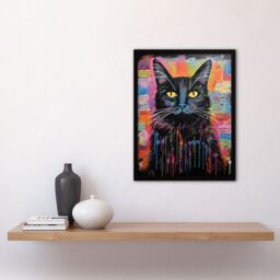Artery8 Wall Art Print Therapy Cat Therapist Whimsical Pet Portrait Framed Picture - Size: A4 - thumbnail 4