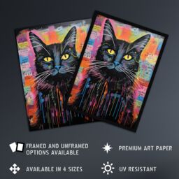 Artery8 Wall Art Print Therapy Cat Therapist Whimsical Pet Portrait Framed Picture - Size: A4 - thumbnail 2