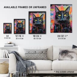 Artery8 Wall Art Print Therapy Cat Therapist Whimsical Pet Portrait Framed Picture - Size: A4 - thumbnail 3