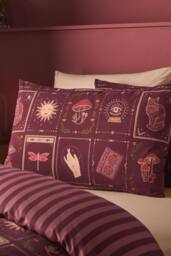 Catherine Lansfield Enchanted Witchcraft Reversible Halloween Duvet Cover Set in Plum - Size: Double - thumbnail 3