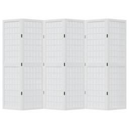 Berkfield Home Room Divider 6 Panels White Solid Wood Paulownia - thumbnail 4