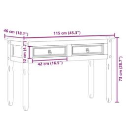 Berkfield Home Console Table Corona 115x46x73 cm Solid Wood Pine in Light Brown - Size: 115 x 46 x 73 cm - thumbnail 9