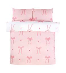 Rapport Home Bows Microfibre Duvet Cover Set with Pillowcase in Pink - Size: King - thumbnail 5