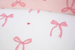 Rapport Home Bows Microfibre Duvet Cover Set with Pillowcase in Pink - Size: King - thumbnail 2