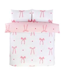 Rapport Home Bows Microfibre Duvet Cover Set with Pillowcase in Pink - Size: King - thumbnail 3