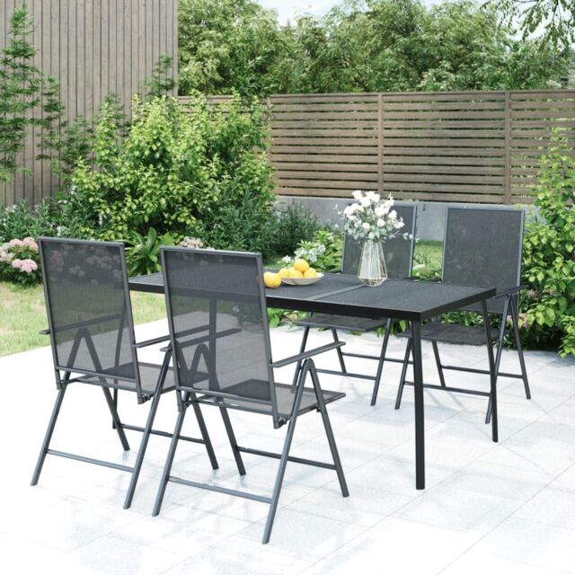 Berkfield Home 5 Piece Garden Dining Set Anthracite Steel in Black - image 1