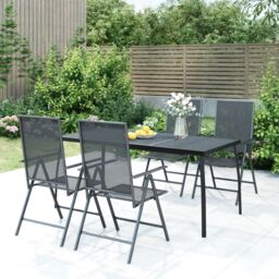 Berkfield Home 5 Piece Garden Dining Set Anthracite Steel in Black - thumbnail 1