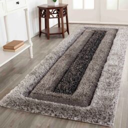 Desire Rugs Modern Soft Bordered Shimmer Shaggy Area Rugs in Grey - Size: 160 cm x 230 cm - thumbnail 4