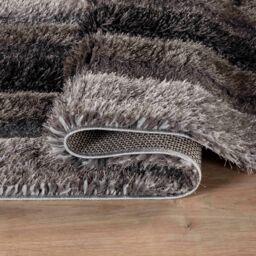 Desire Rugs Modern Soft Bordered Shimmer Shaggy Area Rugs in Grey - Size: 160 cm x 230 cm - thumbnail 5