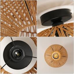 Pheashine Natural Rattan Ceiling Light E27 Lamp Base 40x40x30CM in Light Brown - Size: 40 x 40 x 30 cm - thumbnail 5