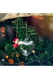 Living and Home 12 X Hanging Heart Shaped Glass Baubles Christmas Wedding Decorations in Clear - thumbnail 5