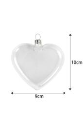 Living and Home 12 X Hanging Heart Shaped Glass Baubles Christmas Wedding Decorations in Clear - thumbnail 6