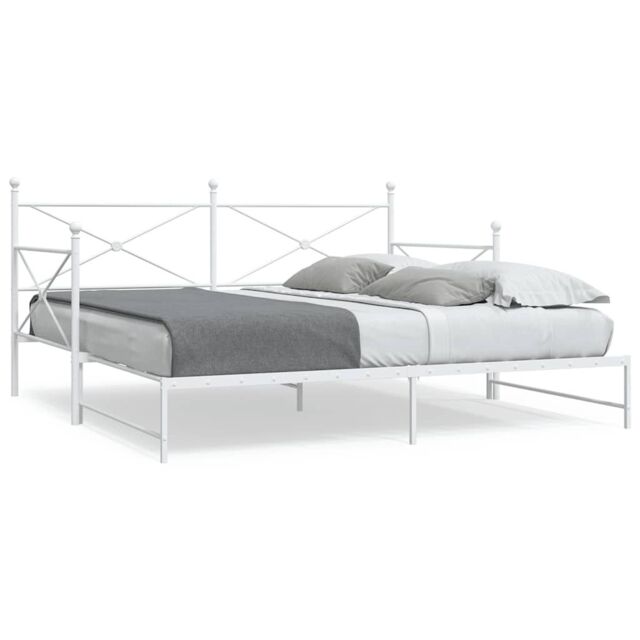 Berkfield Home Daybed with Trundle without Mattress White 100x190 cm Steel - image 1