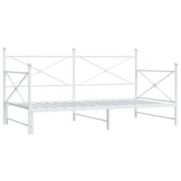 Berkfield Home Daybed with Trundle without Mattress White 100x190 cm Steel - thumbnail 2
