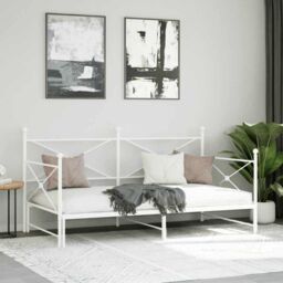 Berkfield Home Daybed with Trundle without Mattress White 100x190 cm Steel - thumbnail 4